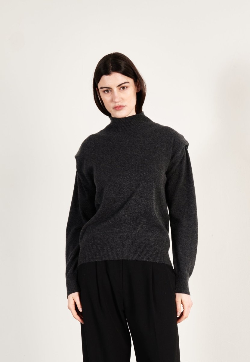Pull col roulé cachemire gris anthracite femme - HANA 8 - Studio cashmere8