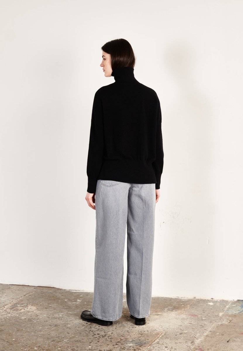 Pull col roulé cachemire noir love femme - HANA 14 - Studio cashmere8