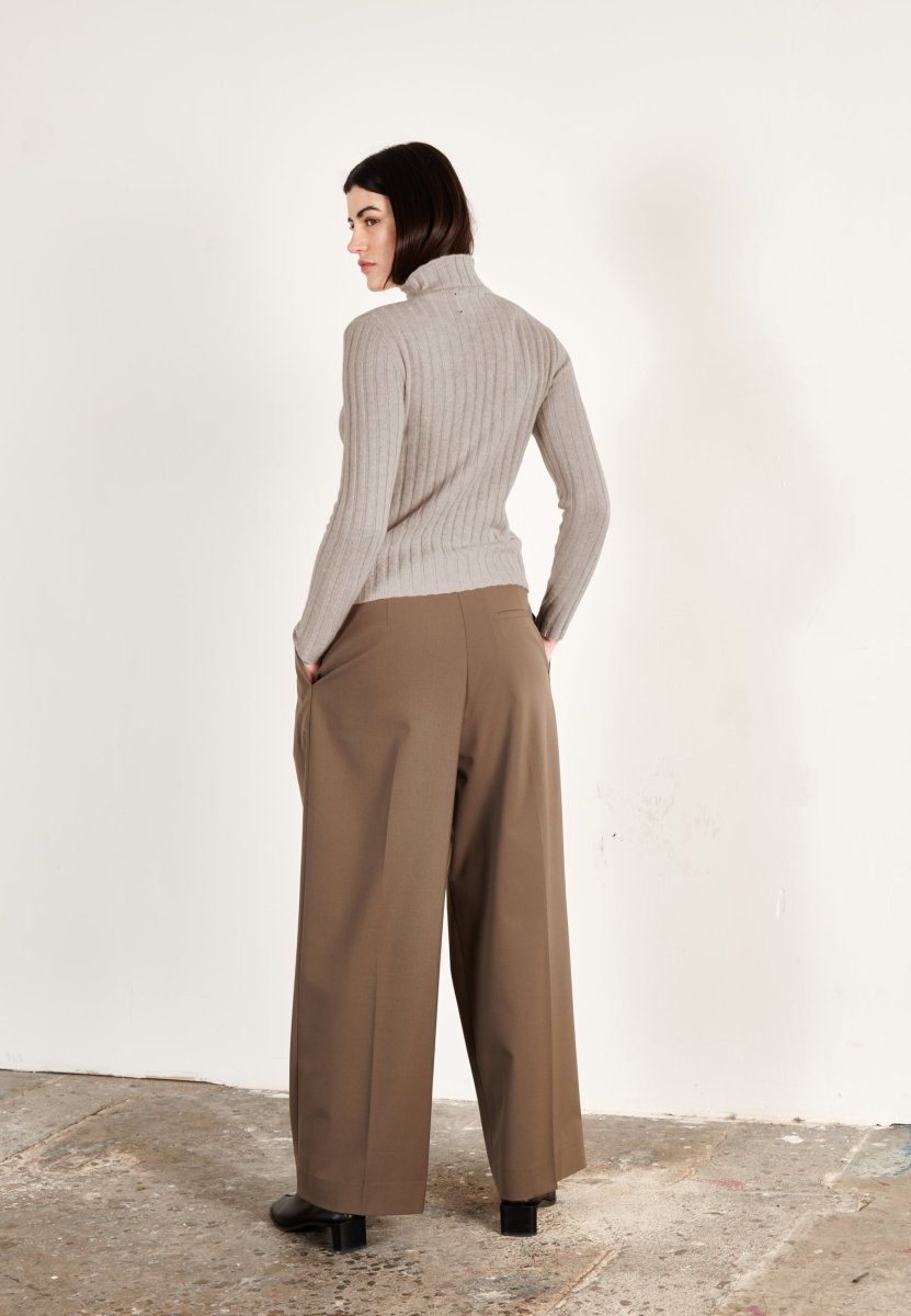 Pull col roulé cachemire taupe femme - HANA 13 - Studio cashmere8