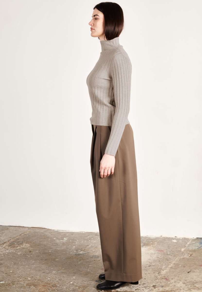 Pull col roulé cachemire taupe femme - HANA 13 - Studio cashmere8