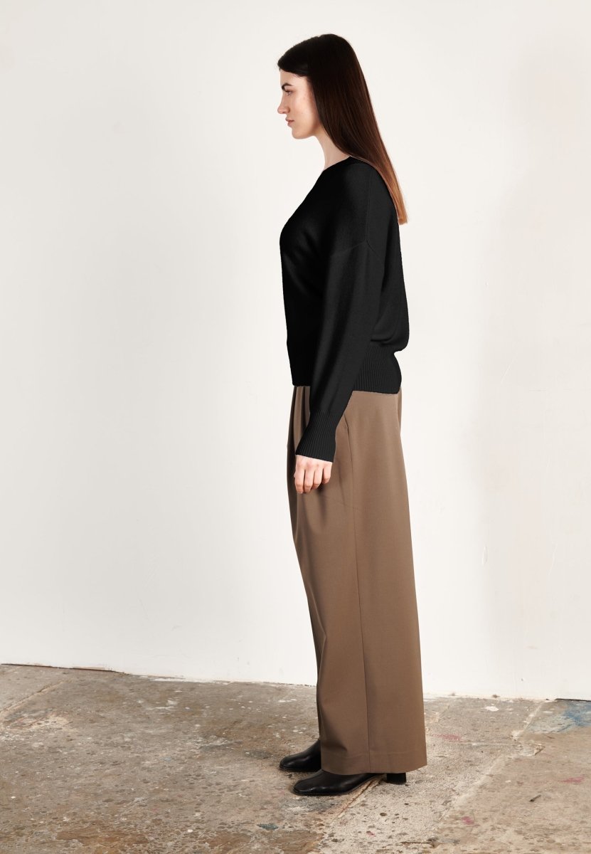 Pull col V cachemire 4 fils noir femme - HANA 12 - Studio cashmere8