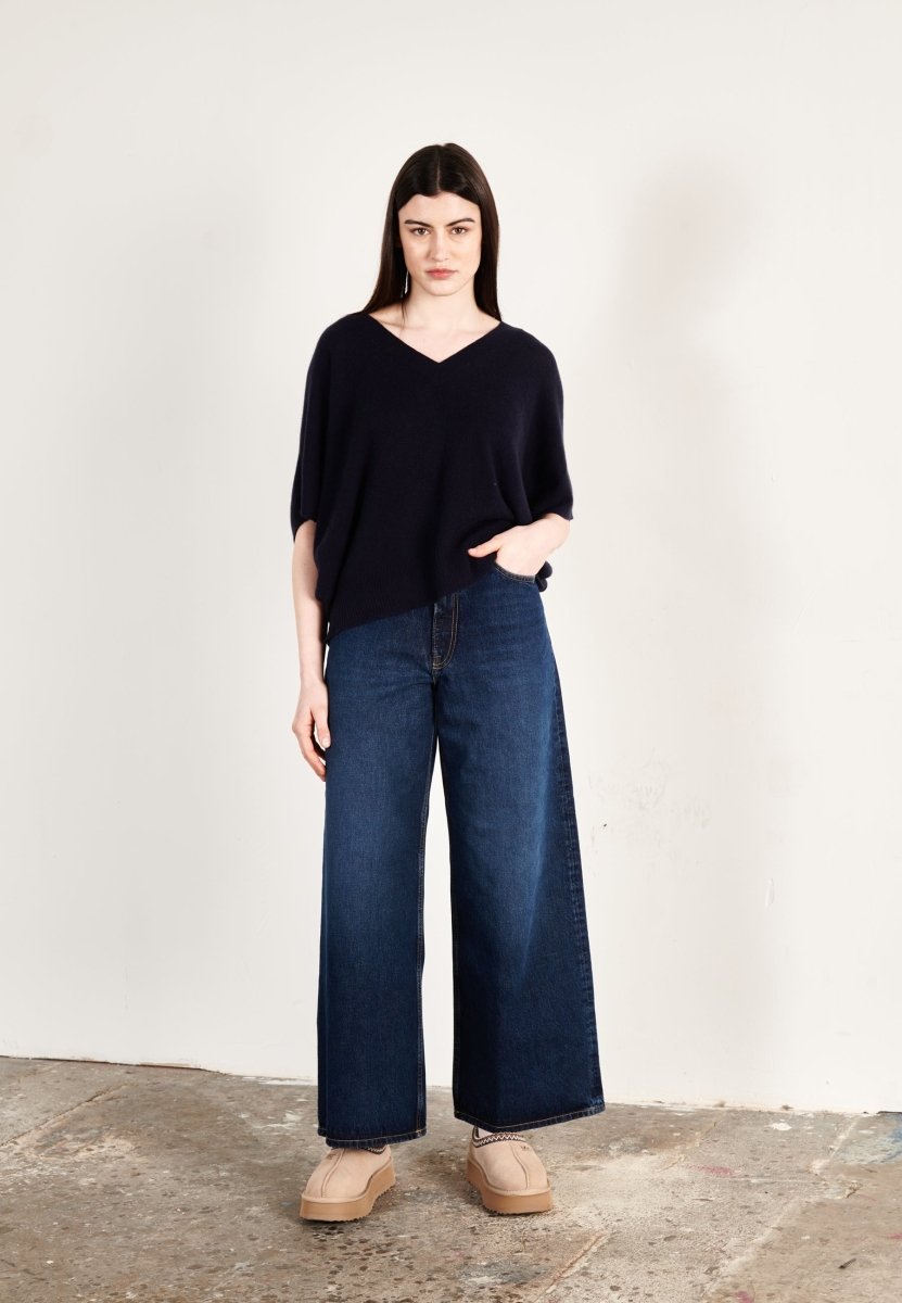 Pull col V cachemire bleu marine femme - RIA 25 - Studio cashmere8