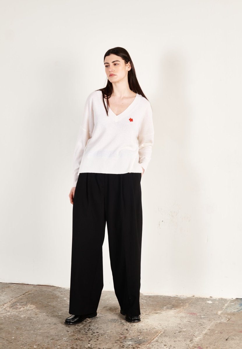 Pull col V cachemire écru femme - HANA 1 - Studio cashmere8