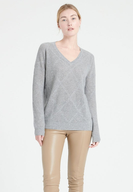 Pull col V cachemire gris clair femme - LILLY 31 - Studio cashmere8