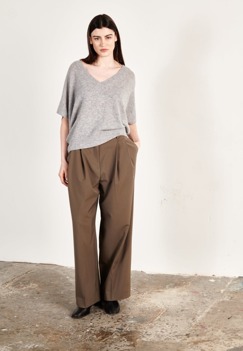 Pull col V cachemire gris clair femme - RIA 25 - Studio cashmere8