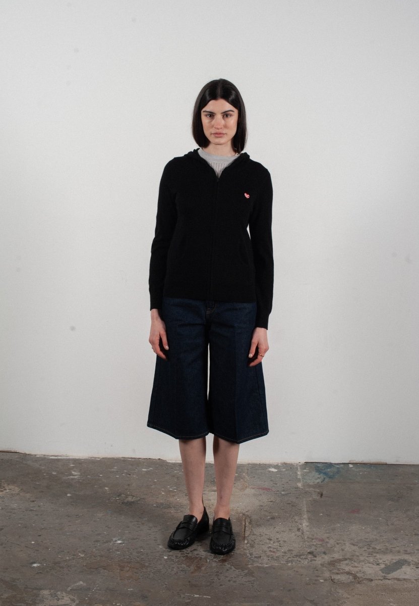 Sweat à capuche femme en cachemire et laine ultrafin noir - FRIDA 11 - Studio cashmere8
