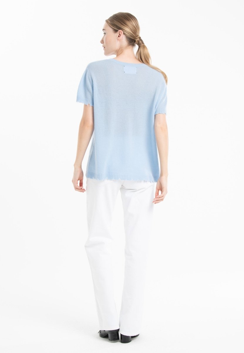 T-shirt col rond cachemire baby blue femme - AVA 6 - Studio cashmere8
