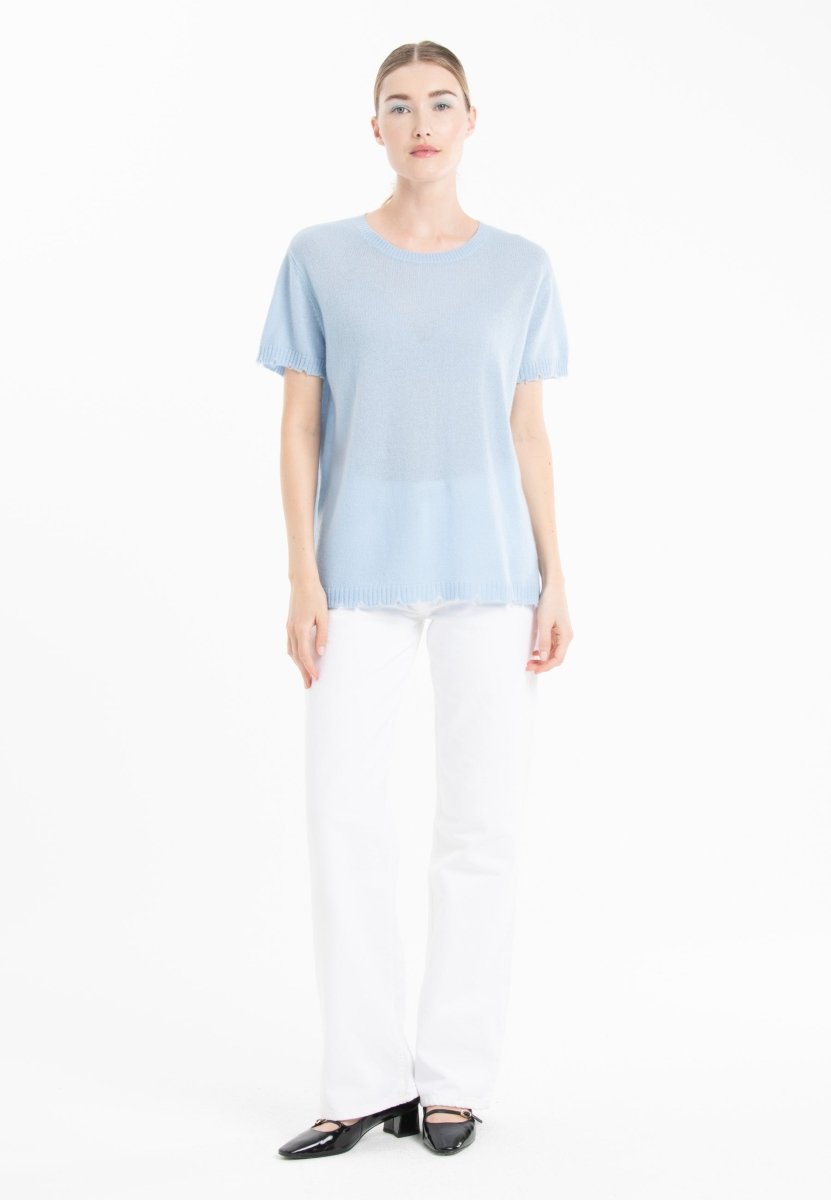 T-shirt col rond cachemire baby blue femme - AVA 6 - Studio cashmere8