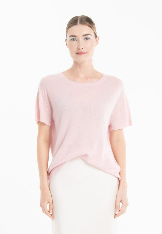 T-shirt col rond cachemire rose baby/imprimé femme - KELLY 14 - Studio cashmere8