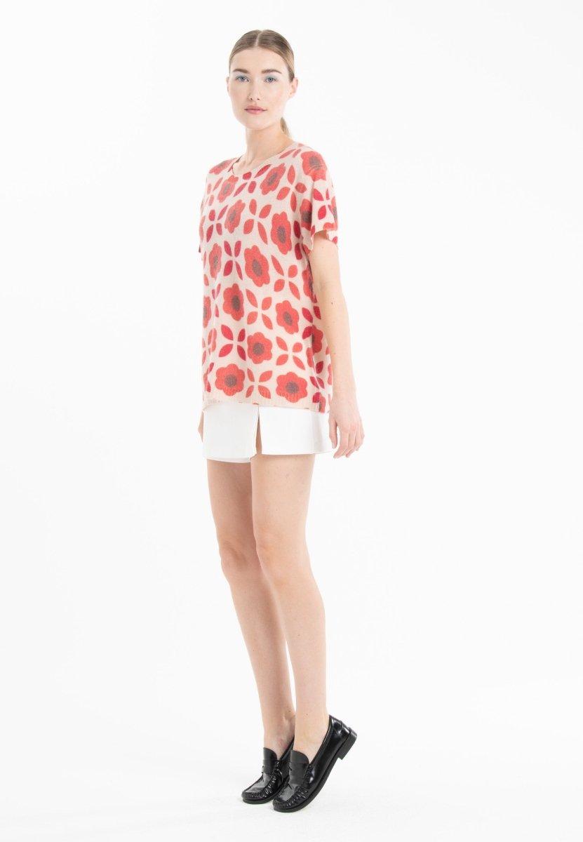 T-shirt col rond cachemire skin imprimé femme - KELLY 23 - Studio cashmere8