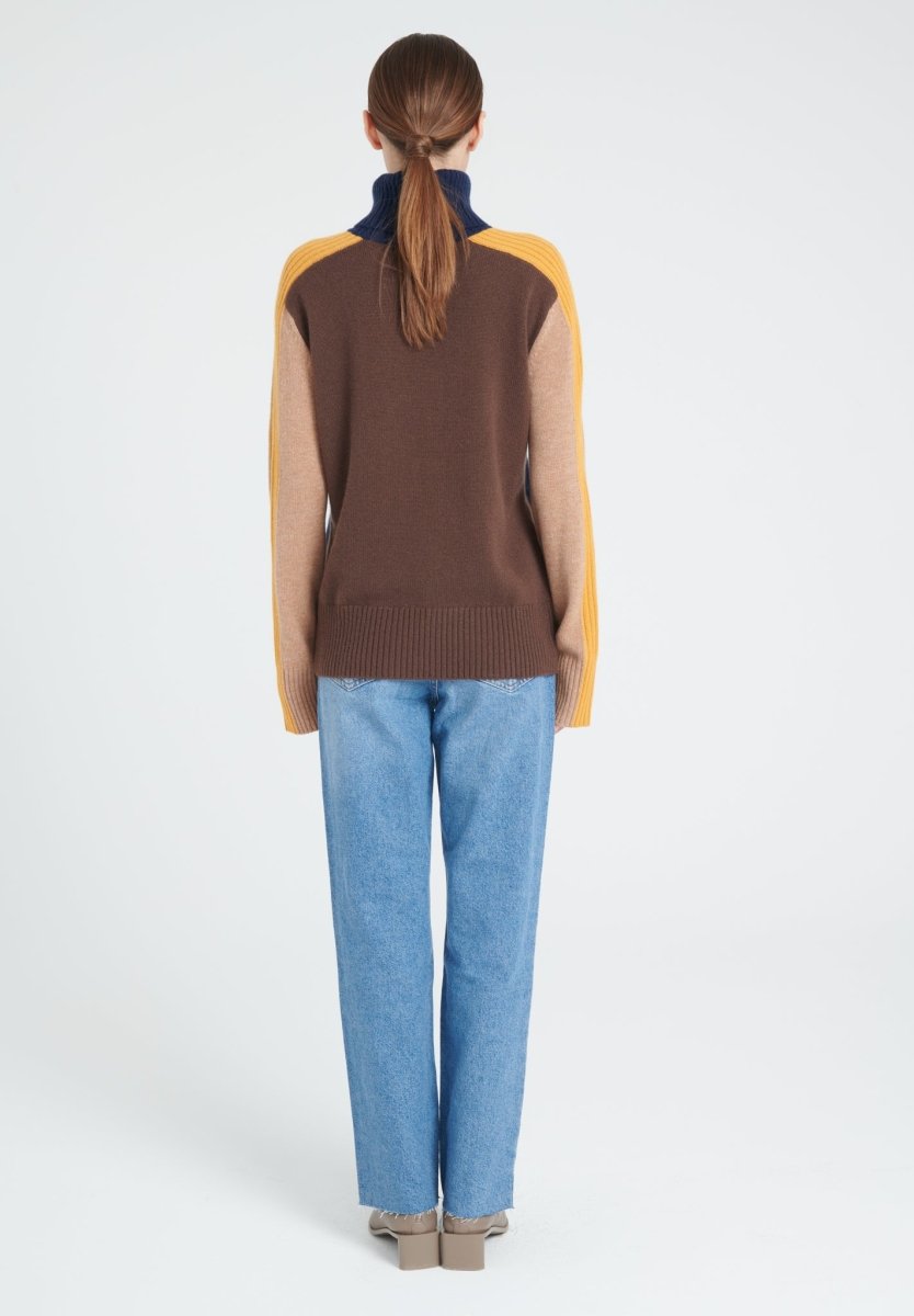 ZAYA 12 Pull col roulé color block en cachemire 4 fils multi - couleur - Studio cashmere8