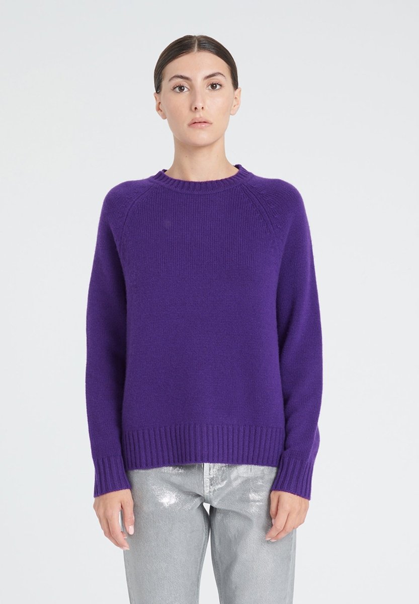 Pull col rond cachemire fils violet femme ZAYA – Studio
