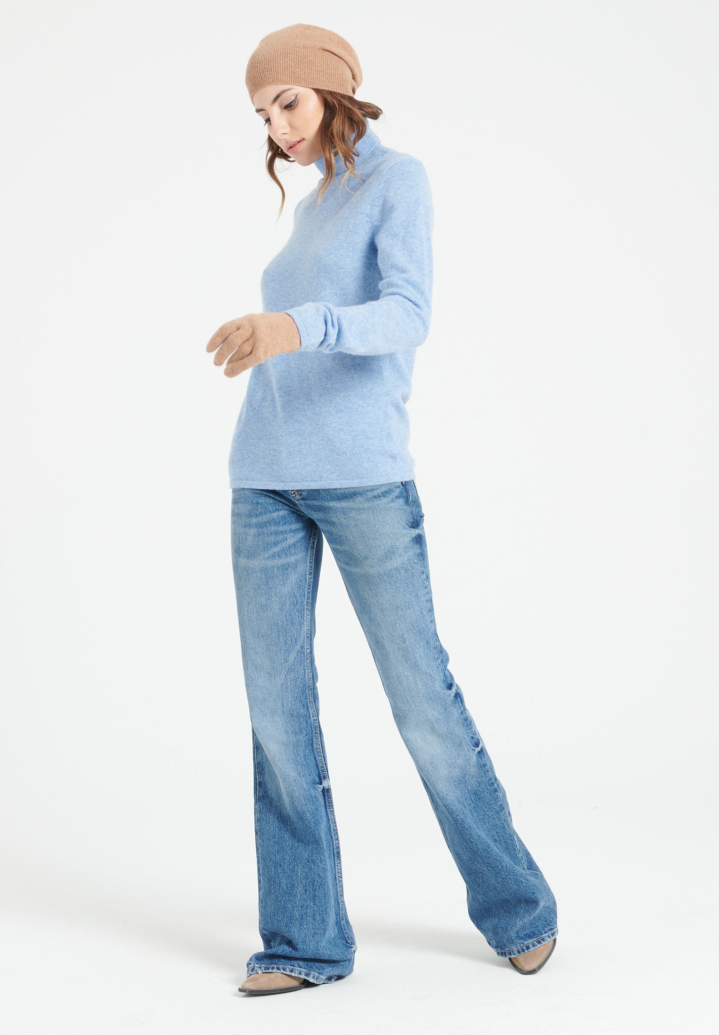 LILLY 3 Pull col roulé bleu ciel
