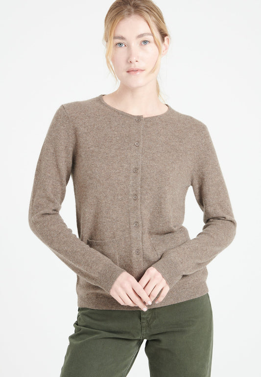 LILLY 4 Cardigan col rond cintré taupe