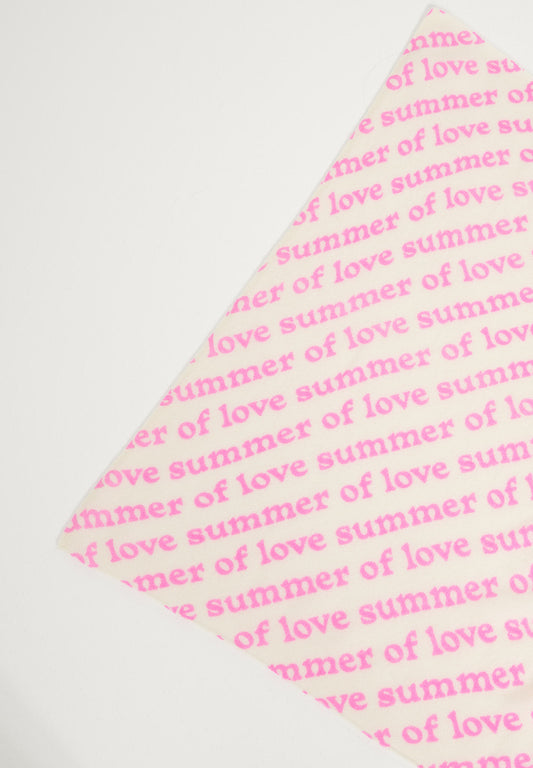 UNI 7 Bandana en cachemire déjaugé imprimé " SUMMER OF LOVE" fushia