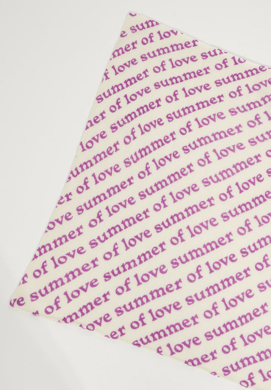 UNI 7 Bandana en cachemire déjaugé imprimé " SUMMER OF LOVE" violet
