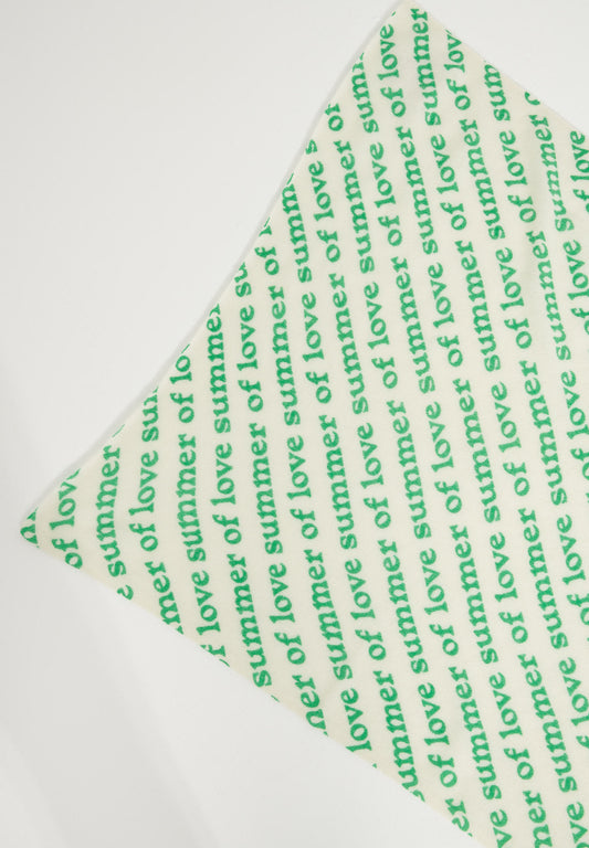 UNI 7 Bandana en cachemire déjaugé imprimé " SUMMER OF LOVE" vert