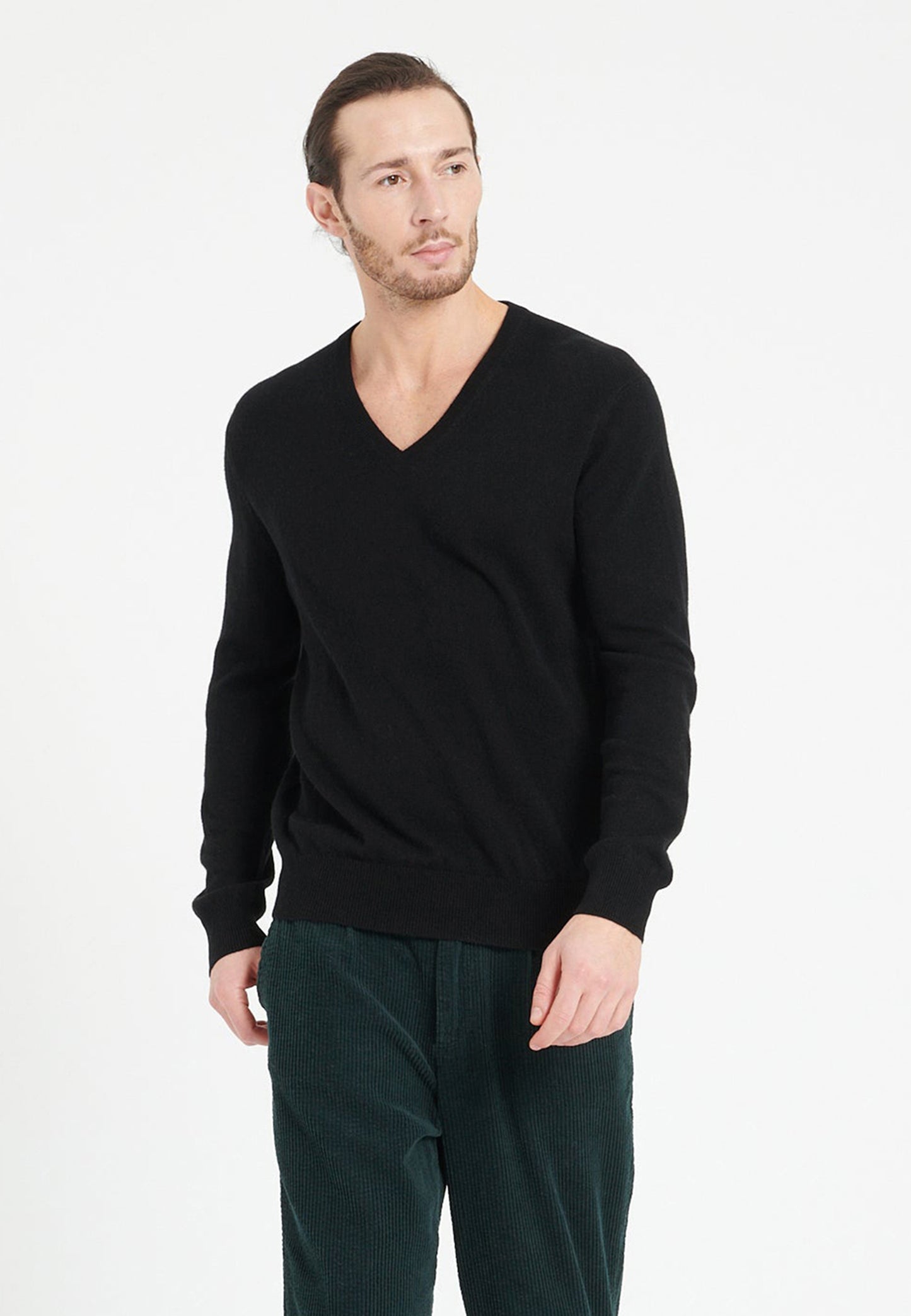 Pull col V cachemire noir homme - LUKE 1