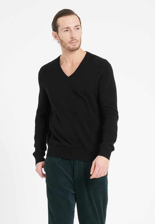 Men's black cashmere V-neck sweater - LUKE 1