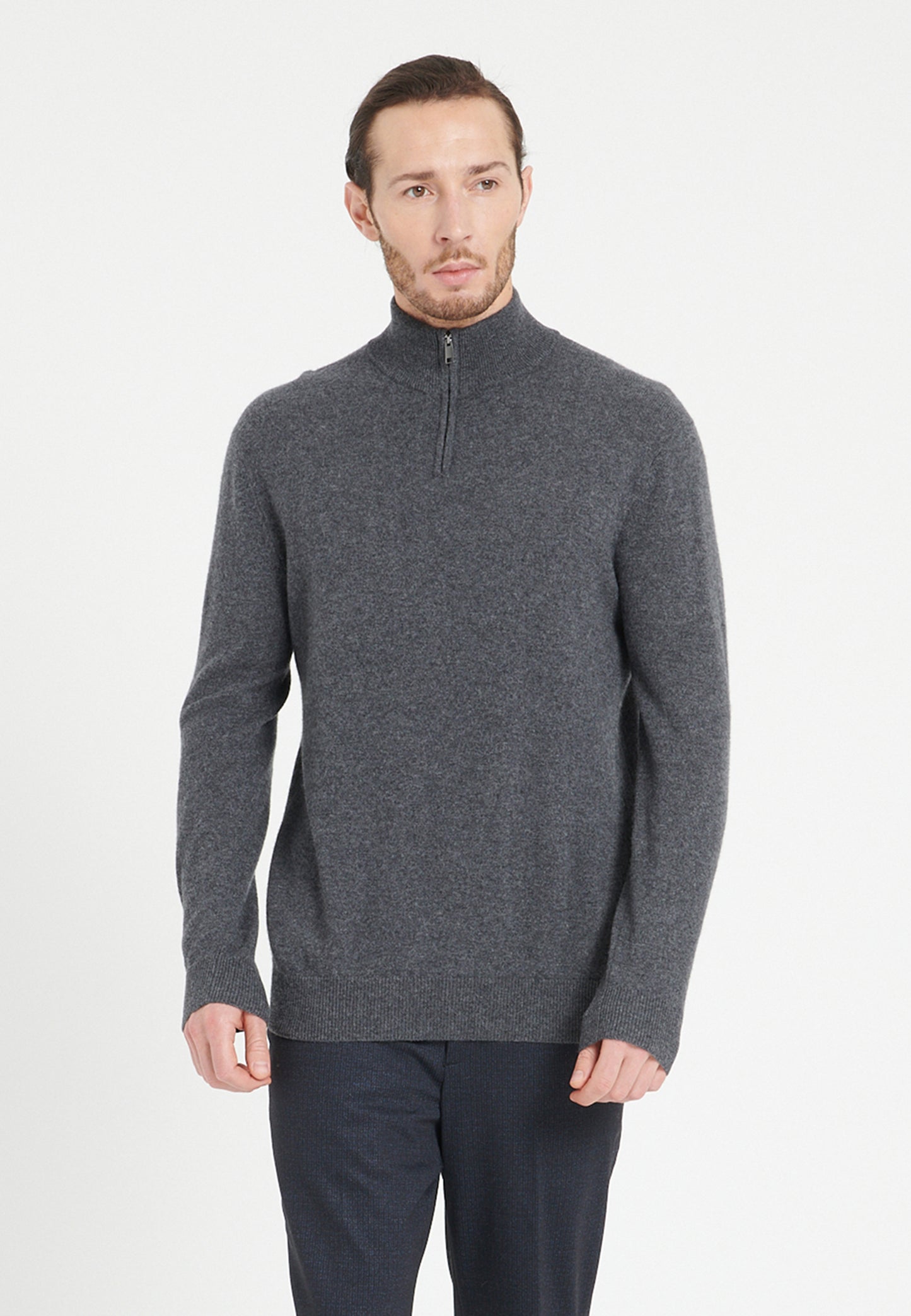 Men's charcoal gray cashmere trucker sweater - LUKE 4
