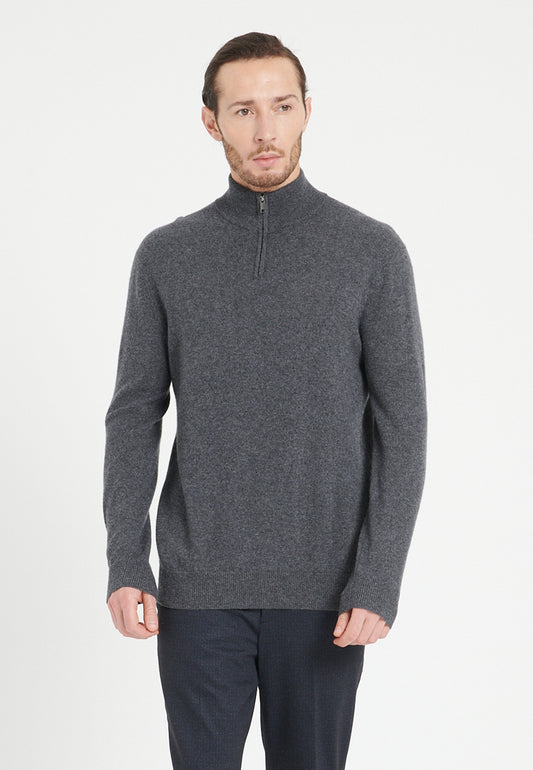 Men's charcoal gray cashmere trucker sweater - LUKE 4