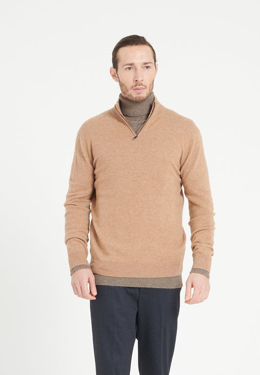Men's camel cashmere trucker sweater - LUKE 4