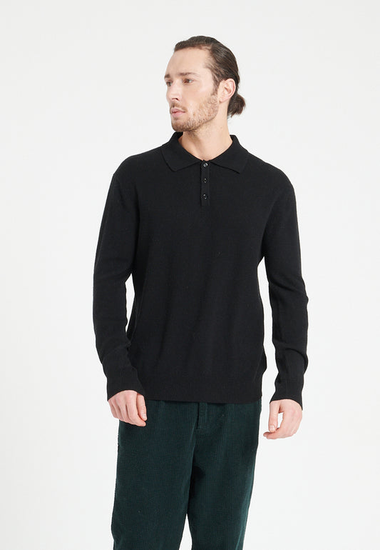 Men's black cashmere polo shirt - LUKE 5