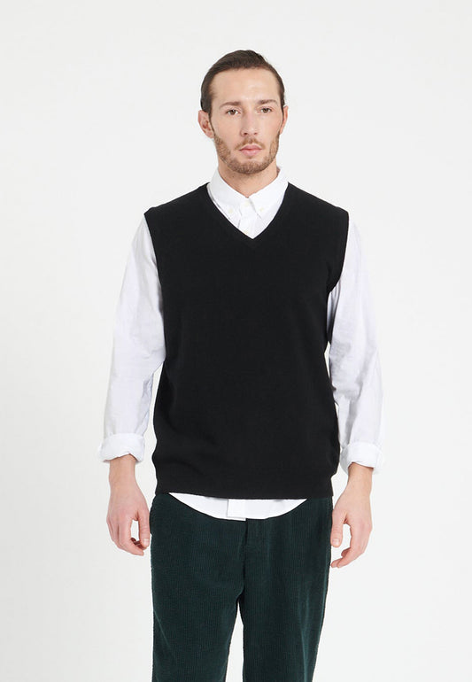 Men's black cashmere sleeveless sweater - LUKE 9