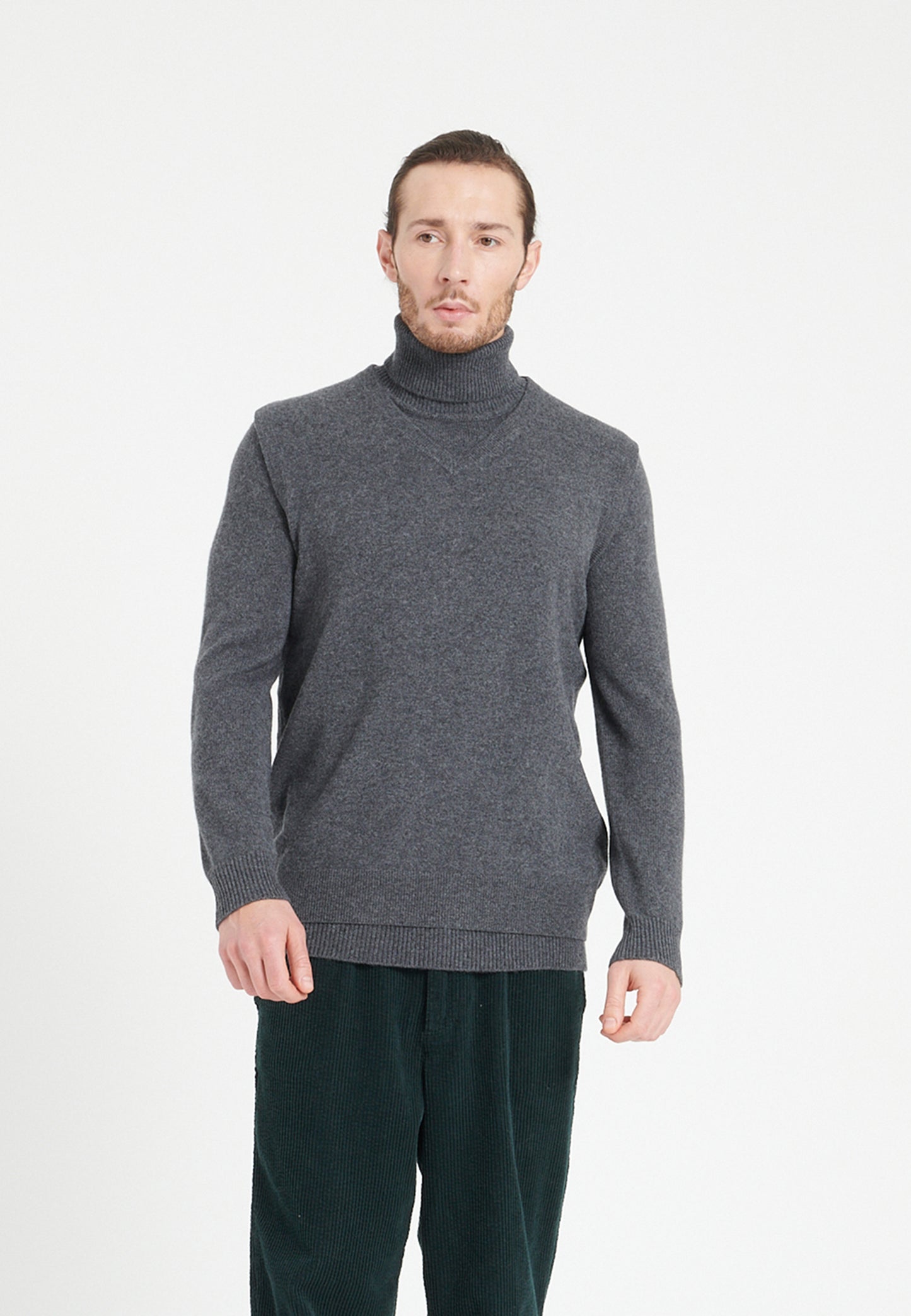 Men's charcoal gray cashmere sleeveless sweater - LUKE 9