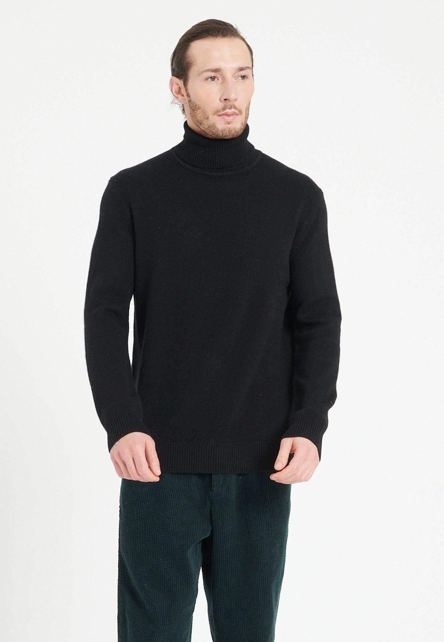Men's 4-ply black cashmere turtleneck sweater - LUKE 15