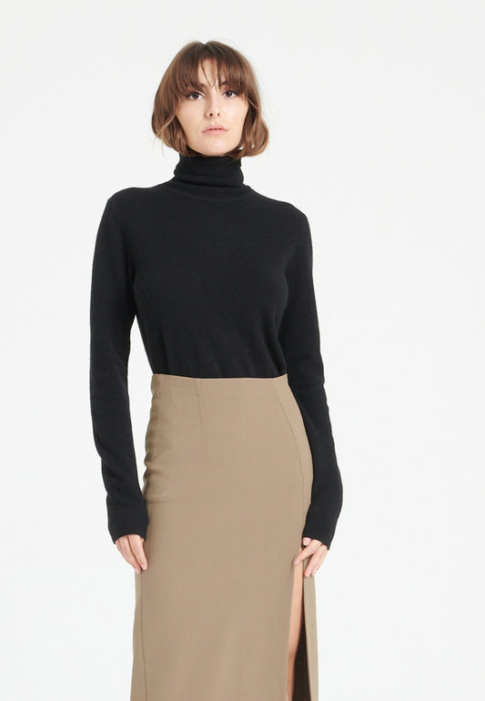 Women's black cashmere turtleneck sweater - LILLY 3