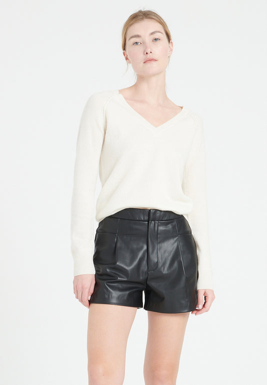 Ecrufarbener Kaschmirpullover mit V-Ausschnitt für Damen - LILLY 6