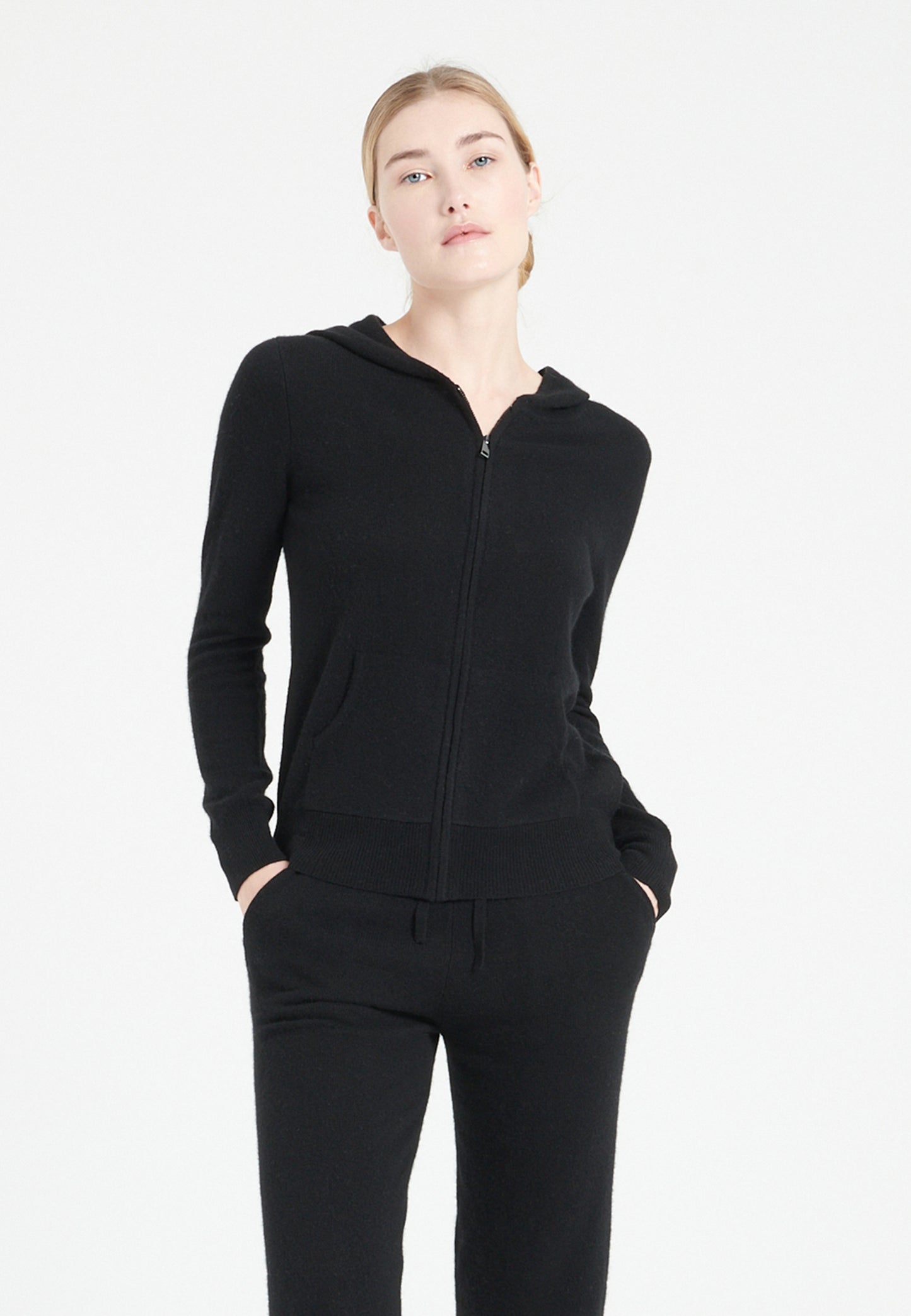 Women's black cashmere hoodie - LILLY 8