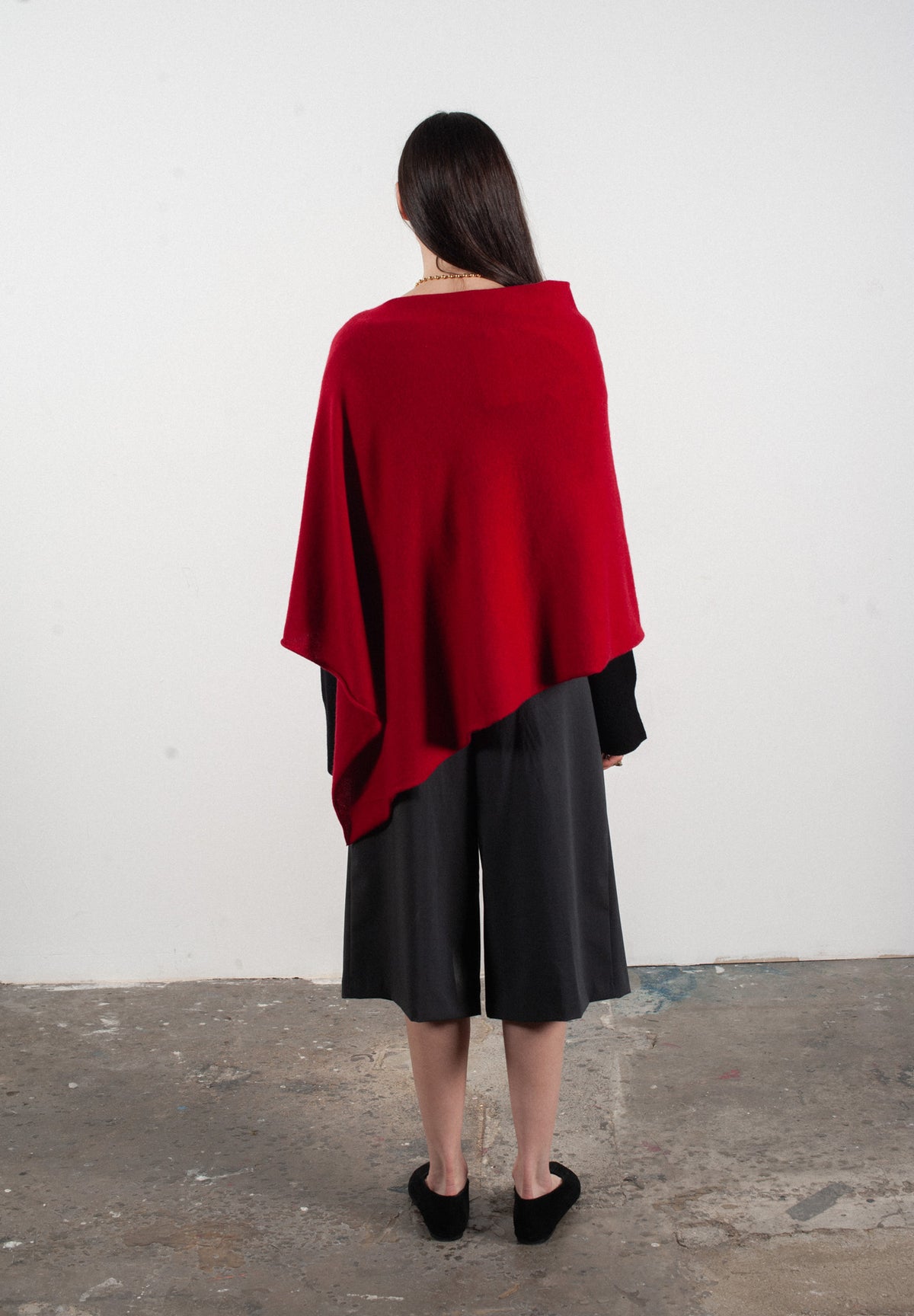 Women's red cashmere poncho - LILLY 9