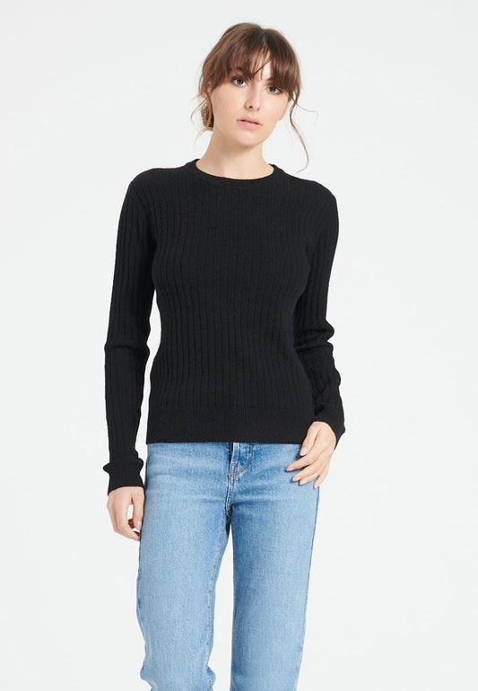 Schwarzer Damen-Kaschmirpullover mit Rundhalsausschnitt - LILLY 16