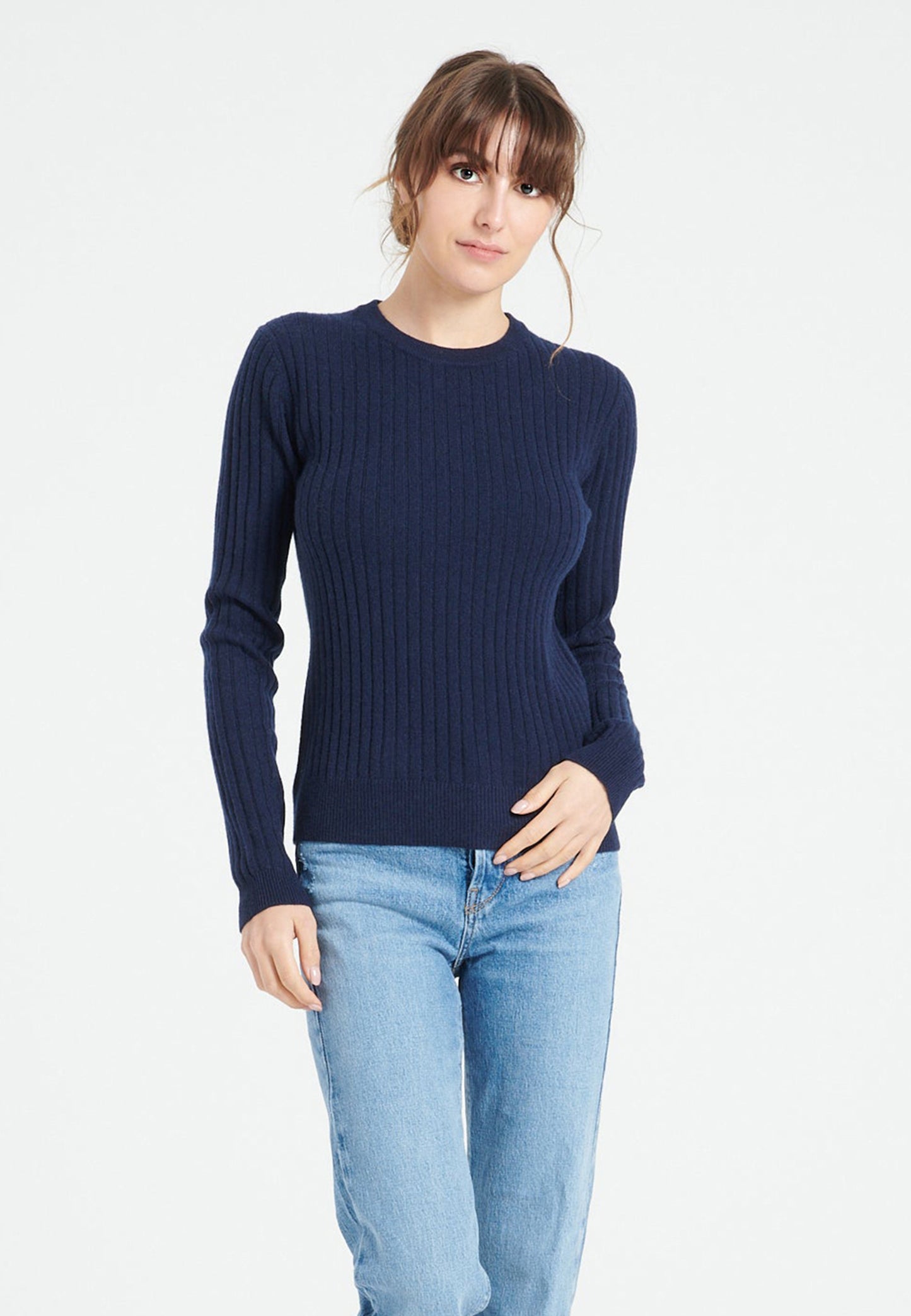 Pull col rond cachemire bleu marine/femme - LILLY 16