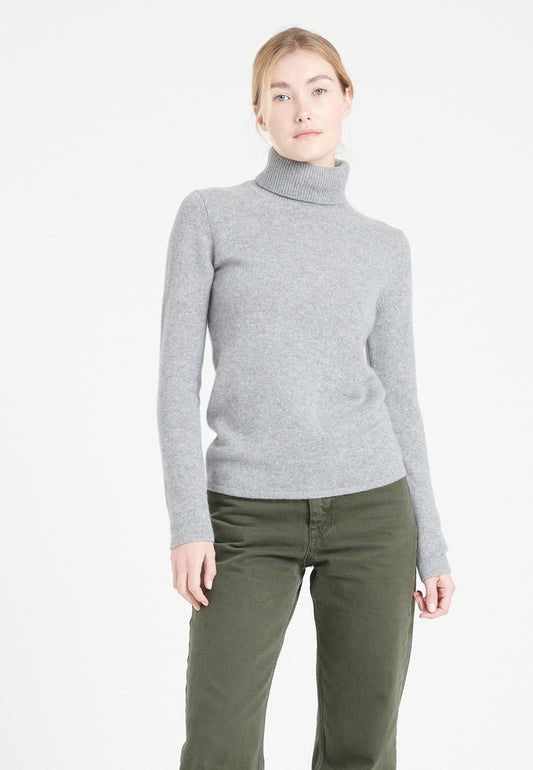 Hellgrauer Rollkragenpullover aus 4-fädigem Kaschmir für Damen - LILLY 19