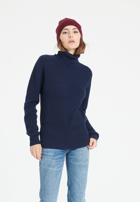 Pull col roulé cachemire bleu marine femme - LILLY 21