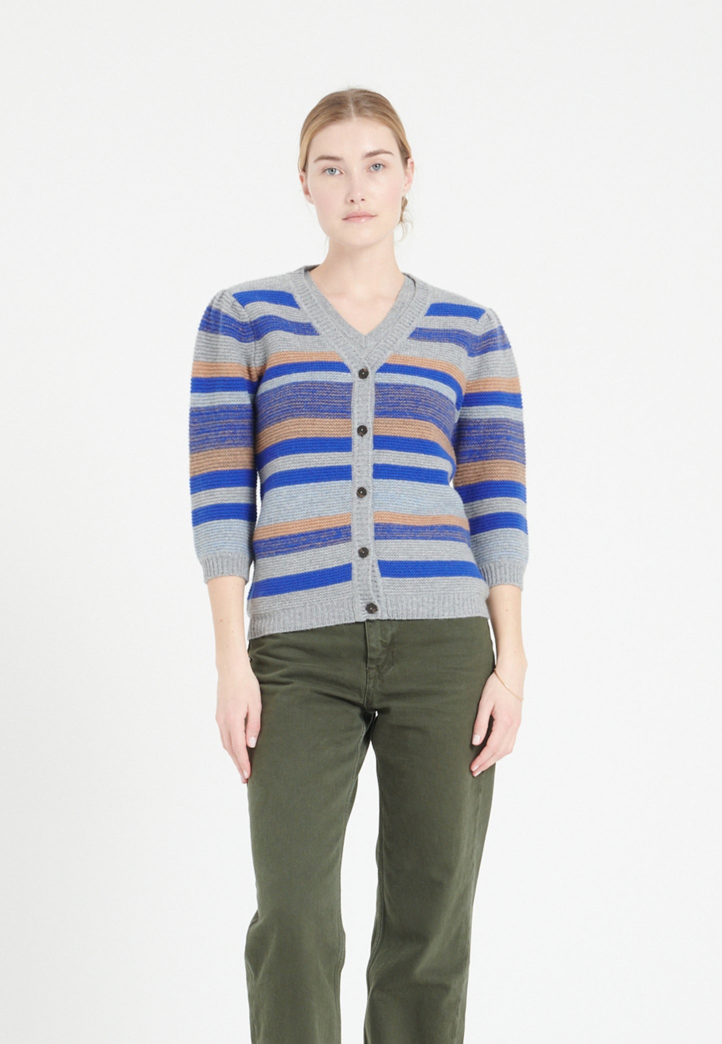 Cardigan col V cachemire 6 fils multicolore femme - MIA 11