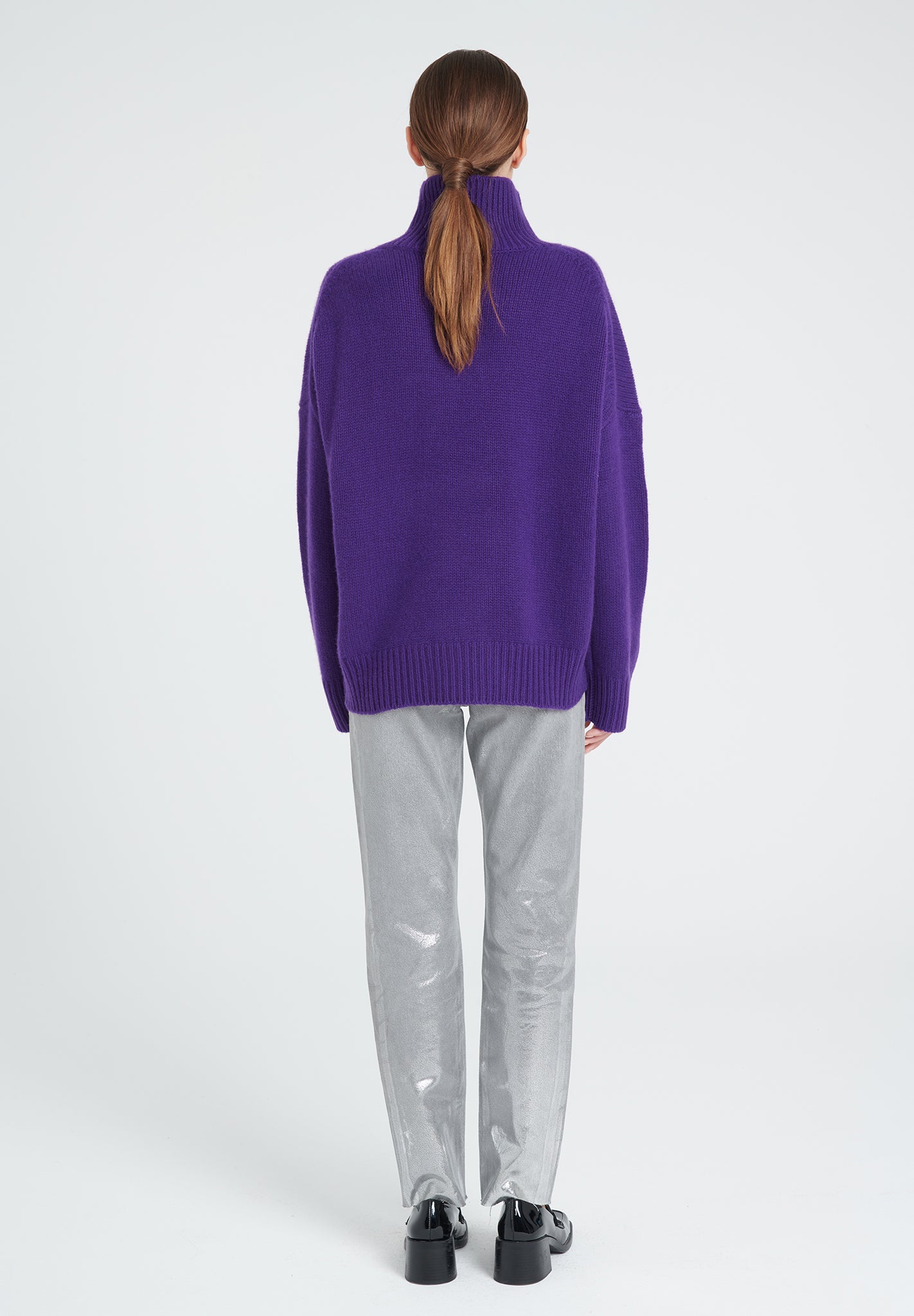 Pull col montant cachemire 10 fils violet femme - ZAYA 3