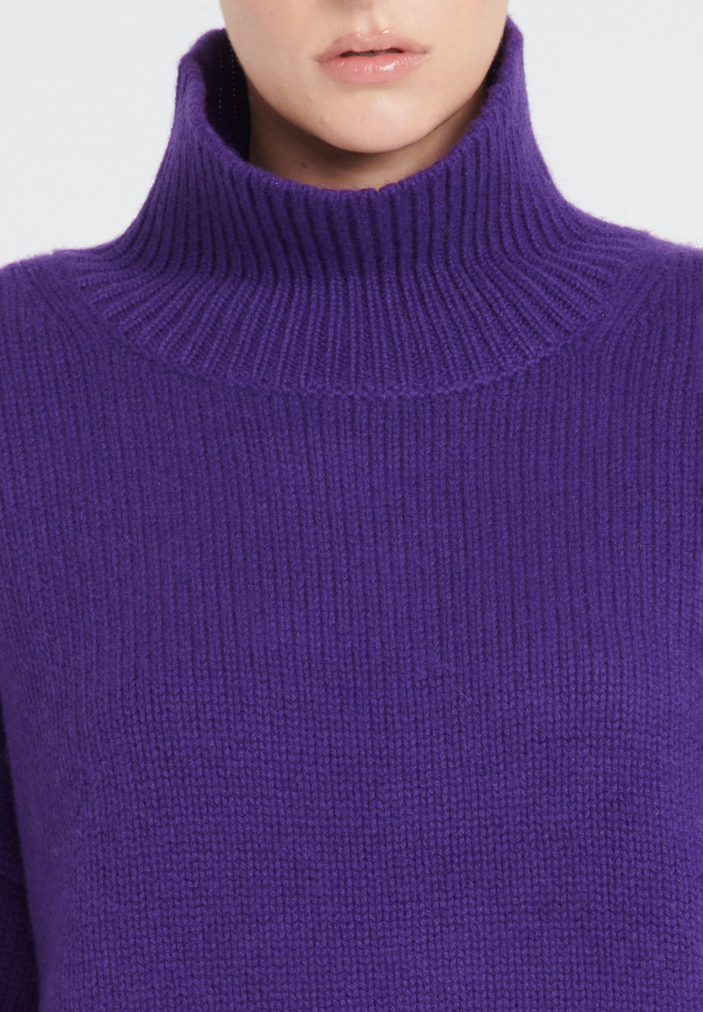 Pull col montant cachemire 10 fils violet femme - ZAYA 3
