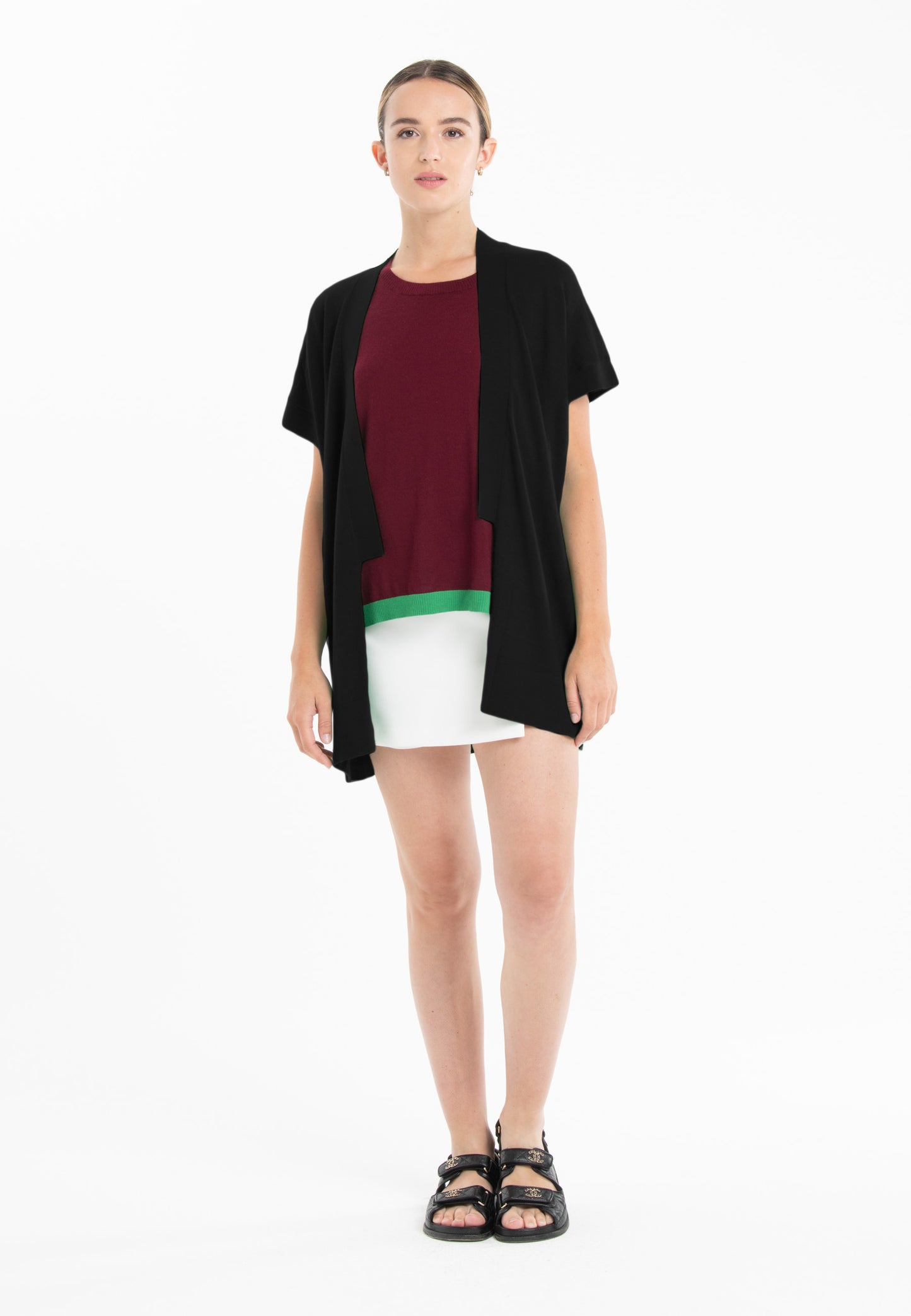 Gilet à manches courtes ultrafin cachemire et laine noir femme - KELLY 5