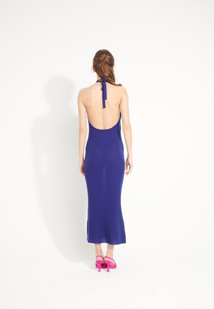 Women's long backless cashmere dress in midnight blue - AVA 19 Studio cashmere8 Women's long backless cashmere dress in midnight blue - AVA 19 Studio cashmere8