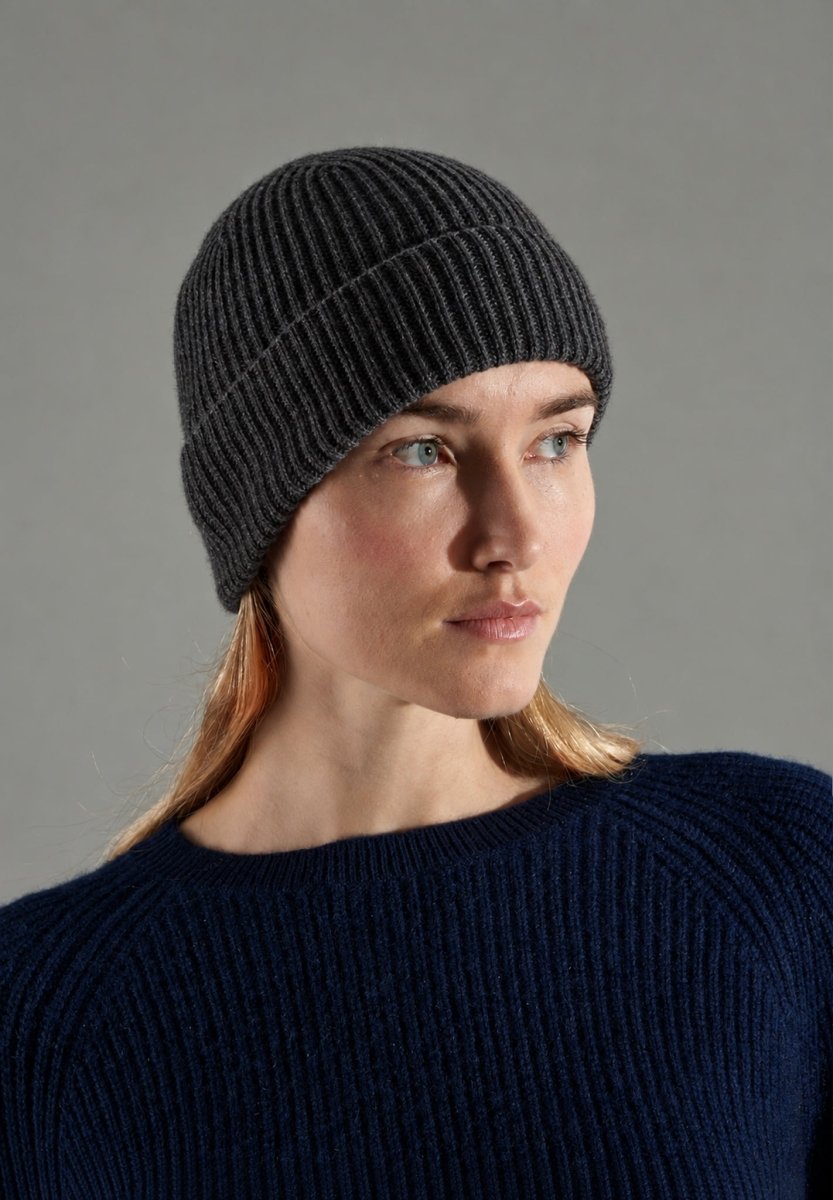 Bonnet unisexe en cachemire 4 fils gris anthracite - UNI 11 - Studio Cashmere8