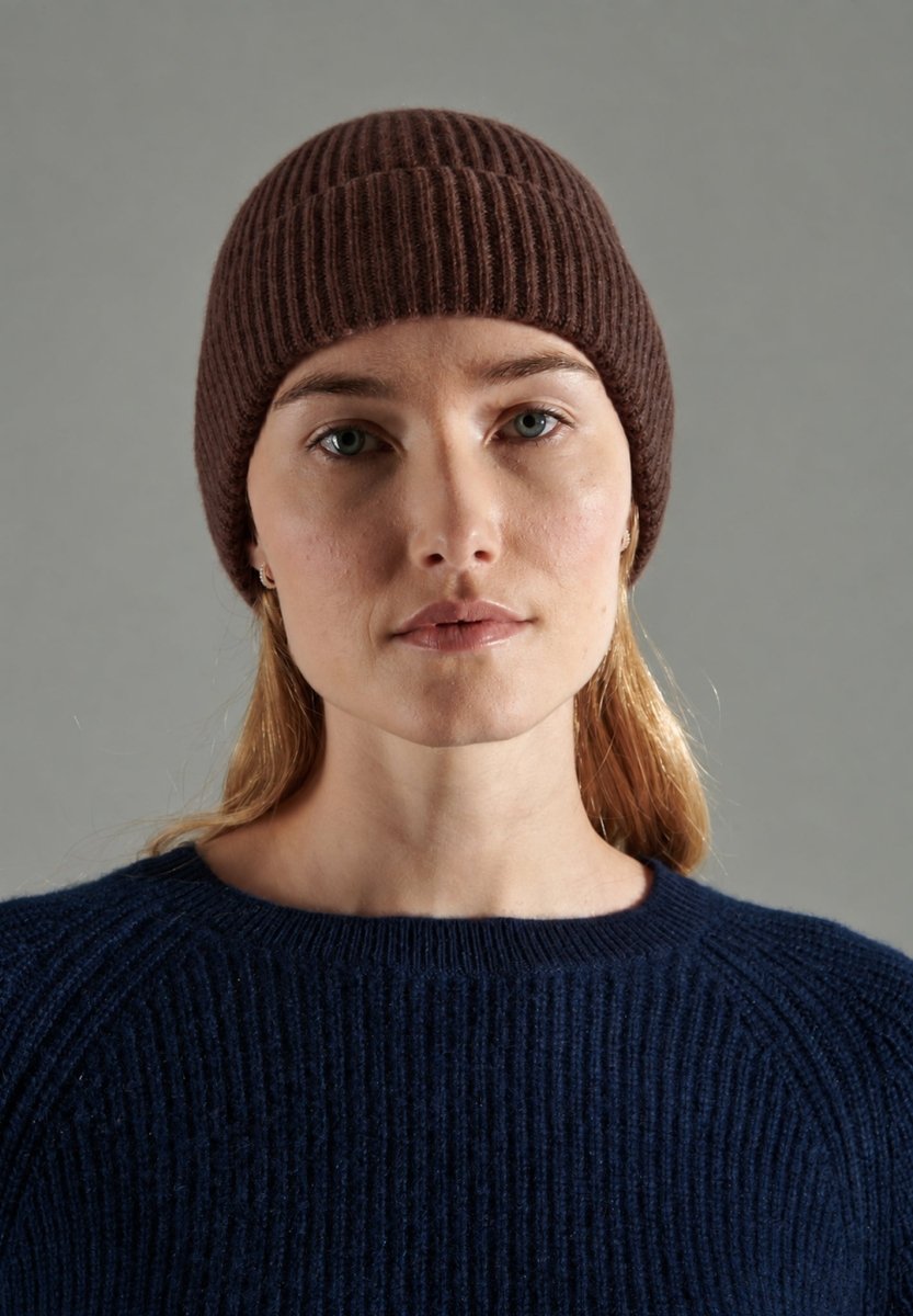 Bonnet unisexe en cachemire 4 fils marron - UNI 11 - Studio Cashmere8
