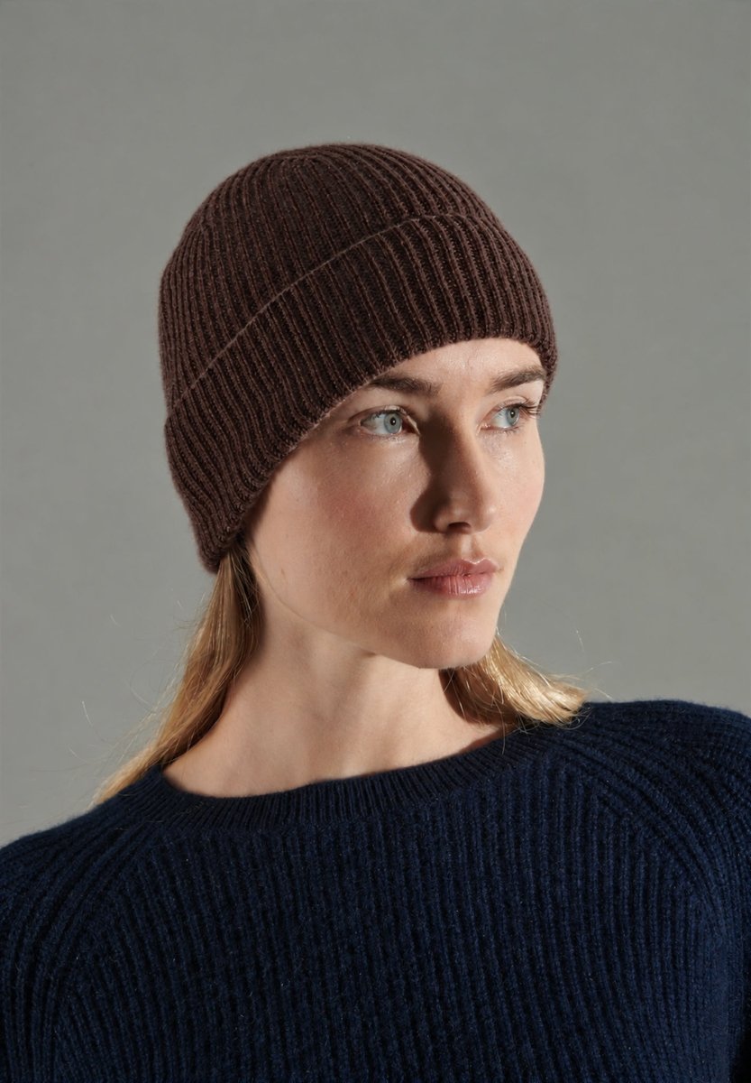 Bonnet unisexe en cachemire 4 fils marron - UNI 11 - Studio Cashmere8