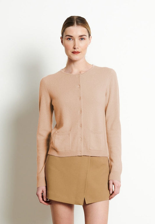 Cardigan col rond femme en cachemire camel - LILLY 4B - Studio Cashmere8