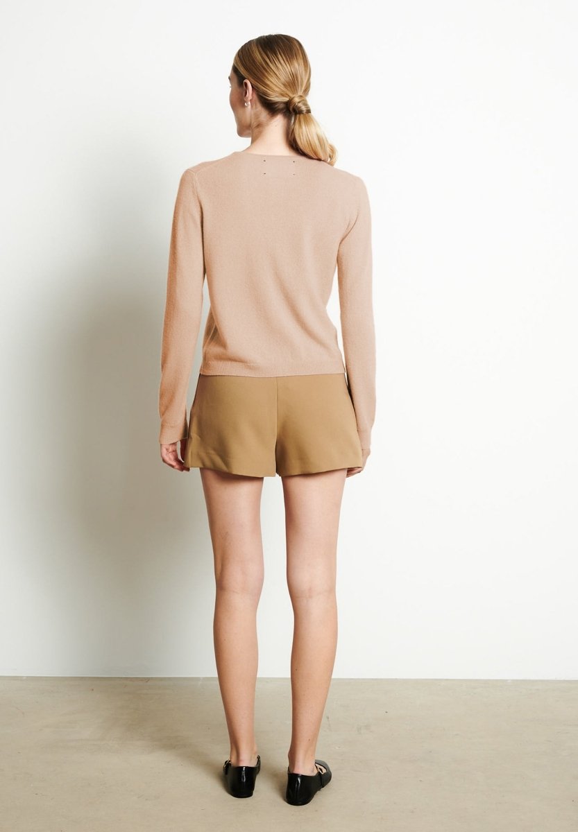 Women's camel cashmere crew-neck cardigan - LILLY 4B - Studio Cashmere8