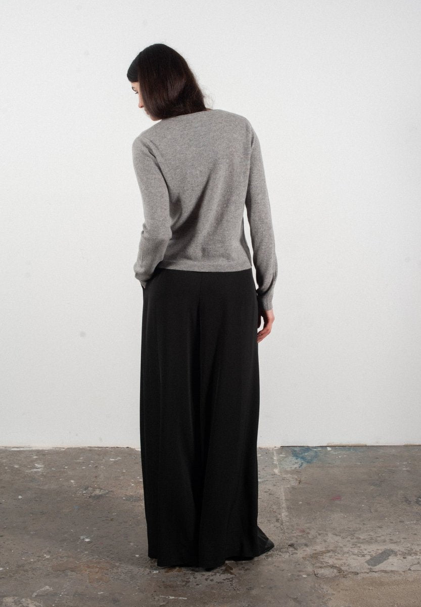 Damen-Cardigan mit Rundhalsausschnitt aus Kaschmir in Hellgrau - LILLY 4B - Studio Cashmere8