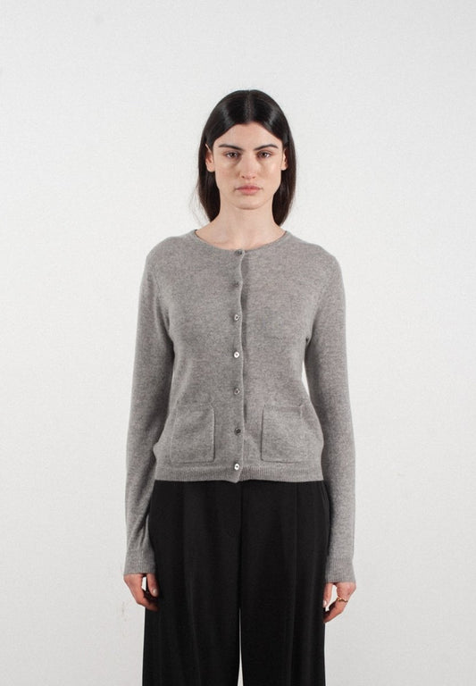Cardigan col rond femme en cachemire gris clair - LILLY 4B - Studio Cashmere8